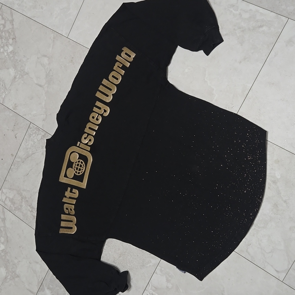 DISNEY Belle Of The Ball Bronze Spirit Jersey Black T-Shirt XS Gold Disney Logo